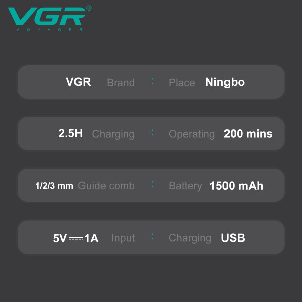 Тример VGR V-985, 3 насадки, LED display