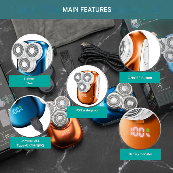 Електробритва VGR V-346 BLUE Роторна IPX5 LED Display Електробритва VGR V-346 BLUE Роторна IPX5 LED Display