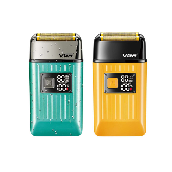 Електробритва VGR V-357 шейвер GREEN, подвійне лезо, 2 насадки, висувний тример, IPX6, LED display