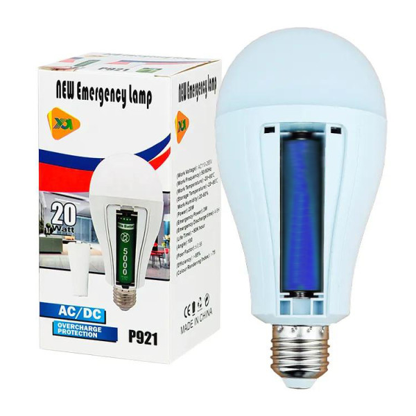 Світлодіодна LED Лампа з Акумулятором P921 20W E27 2x18650 Світлодіодна LED Лампа з Акумулятором P921 20W E27 2x18650