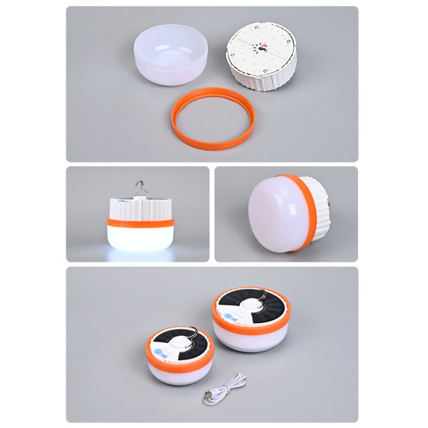 Ліхтар Кемпінг T1-SMD Li-Ion Акумулятор Сонячна Панель ЗП Type-C Гачок