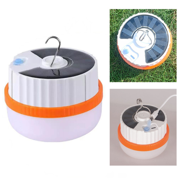 Ліхтар Кемпінг T1-SMD Li-Ion Акумулятор Сонячна Панель ЗП Type-C Гачок