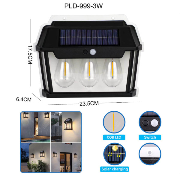 Ліхтар 999-38W Вольфрамові Лампи Motion Sensor 1х18650 Сонячна Панель Ліхтар 999-38W Вольфрамові Лампи Motion Sensor 1х18650 Сонячна Панель