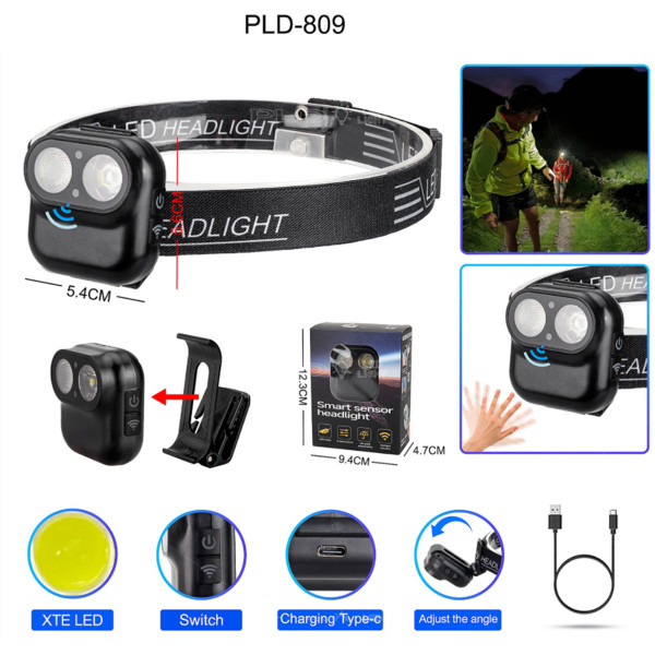 Ліхтар Налобний W809-2XTE Motion Sensor Li-Ion Акумулятор ЗП Type-C Магніт Кліпса Ліхтар Налобний W809-2XTE Motion Sensor Li-Ion Акумулятор ЗП Type-C Магніт Кліпса