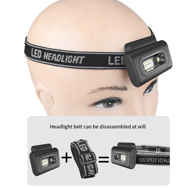 Ліхтар Налобний 505-XPE+8SMD White+Red+Blue Li-Ion Акумулятор ЗП Type-C Кліпса На Магніті