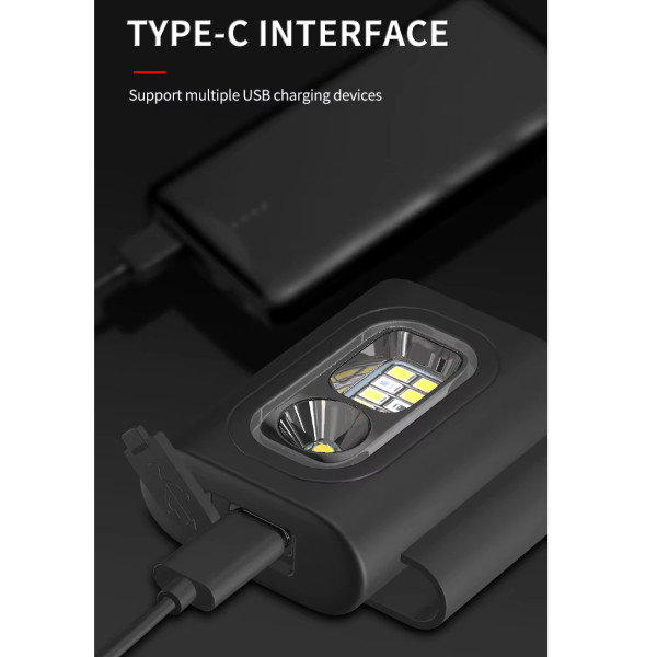 Ліхтар Налобний 505-XPE+8SMD White+Red+Blue Li-Ion Акумулятор ЗП Type-C Кліпса На Магніті