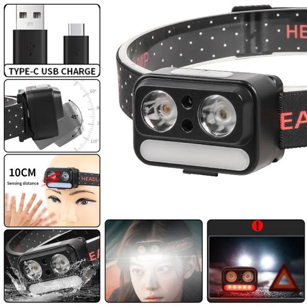 Ліхтар Налобний 2069-XPG White + XPG Yellow + 5SMD Red Motion Sensor Li-Ion Акумулятор ЗП Type-C Ліхтар Налобний 2069-XPG White + XPG Yellow + 5SMD Red Motion Sensor Li-Ion Акумулятор ЗП Type-C