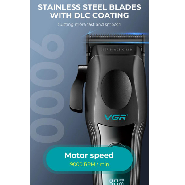 Акумуляторна Машинка Для Стрижки VGR V-195 GREEN 8 Насадок 9000 RPM 2500 mAh LED Display Акумуляторна Машинка Для Стрижки VGR V-195 GREEN 8 Насадок 9000 RPM 2500 mAh LED Display