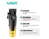 Аккумуляторная машинка для стрижки (clipper) VGR V-196 GOLD, 8 насадок, 7000 RPM, 2000 mAh, LED display