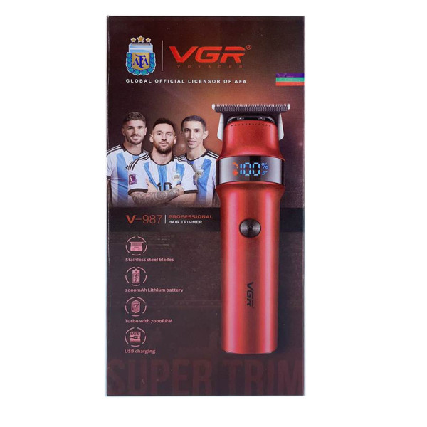 Тример VGR V-987 RED, 3 насадки, LED display