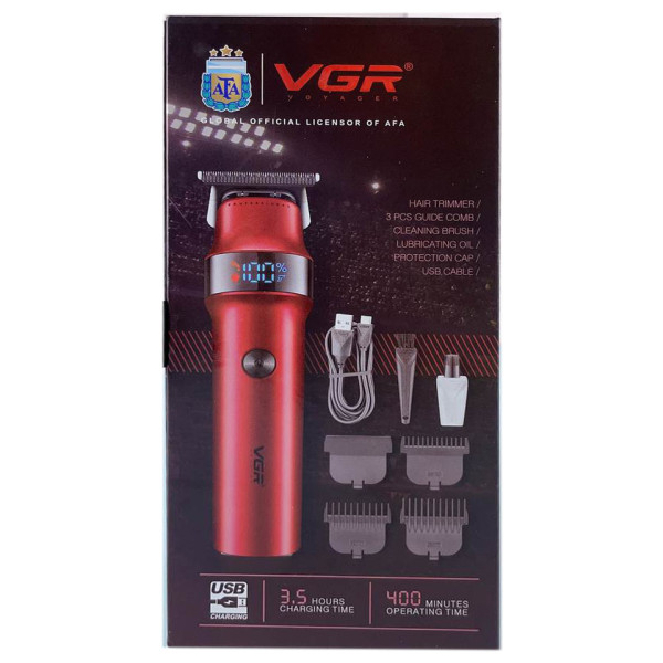 Тример VGR V-987 RED, 3 насадки, LED display