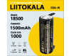 Акумулятор 18500, LiitoKala Lii-18A-N, 1500mah, з контактами під паяння, ОРИГІНАЛ