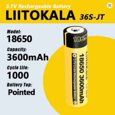 Акумулятор 18650, LiitoKala 36S-JT, 3600mAh, ОРІГІНАЛ