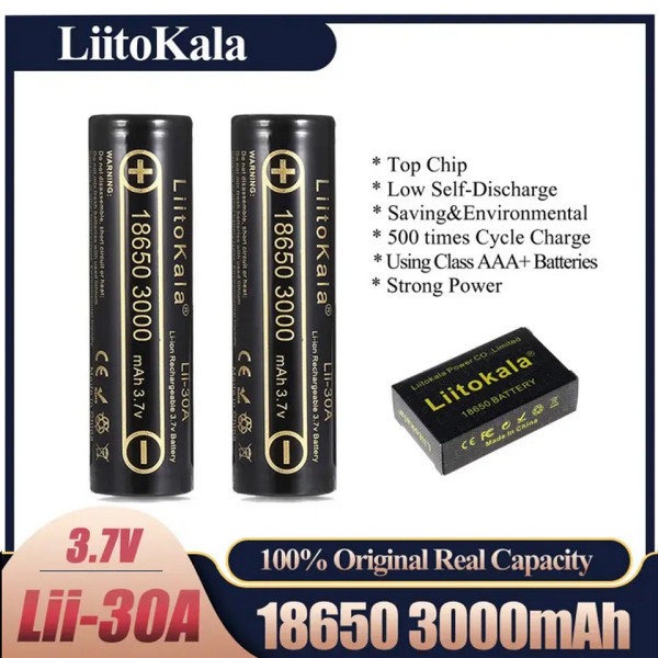 Акумулятор 18650, LiitoKala Lii-30A, 3000mAh, ОРИГІНАЛ