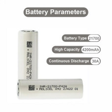 Акумулятор 21700-P42A, Molicel, 4200mAh, 30A