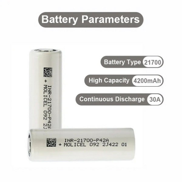 Акумулятор 21700-P42A, Molicel, 4200mAh, 30A