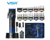 Акумуляторна Машинка Для Стрижки VGR V-001 BLUE 10 Насадок 9000 RPM 4600 mAh LED Light LED Display Акумуляторна Машинка Для Стрижки VGR V-001 BLUE 10 Насадок 9000 RPM 4600 mAh LED Light LED Display