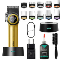 Аккумуляторная Машинка Для Стрижки Clipper VGR V-001 GOLD 10 Насадок 9000 RPM 4600 mAh LED Light LED Display