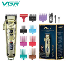 Акумуляторна машника для стриження (clipper) VGR V-005, 8 насадок, LED display
