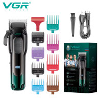 Акумуляторна Машинка Для Стрижки VGR V-013 GREEN 8 Насадок 6500 RPM 2000 mAh LED Display
