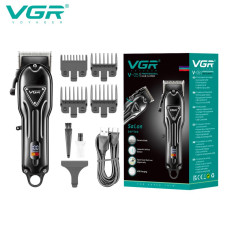 Аккумуляторная машинка для стрижки (clipper) VGR V-051, 4 насадки, 2500 mAh, LED display