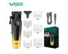 Аккумуляторная машинка для стрижки (clipper) VGR V-196 GOLD, 8 насадок, 7000 RPM, 2000 mAh, LED display