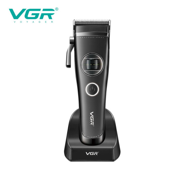 Акумуляторна Машинка Для Стрижки Clipper VGR V-880C BLACK EXTERNAL ROTOR MOTOR MIM BLADE 11 Насадок Док-Станція