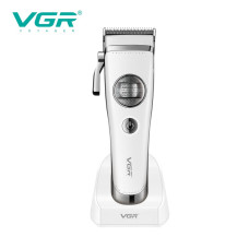 Аккумуляторная машинка для стрижки (clipper) VGR V-880C WHITE, EXTERNAL ROTOR MOTOR, MIM BLADE, 11 насадок, док-станция