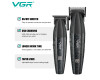 Комплект VGR 2 в 1 V-640 акумуляторна машинка для стриження (clipper) та триммер