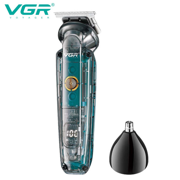 Тример VGR 2 в 1 V-949, триммер та триммер для носа, 4 насадки, IPX6, LED display