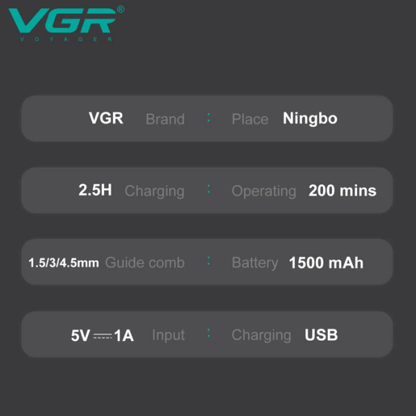 Тример VGR V-929 GREEN, 3 насадки, LED display