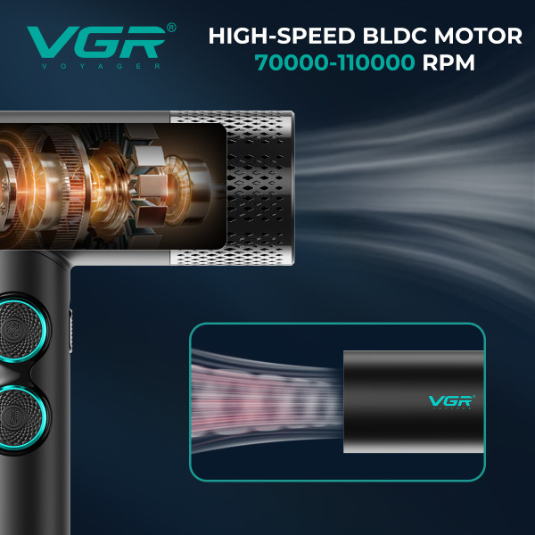 Комплект VGR STEPLERSS RPO 4 IN 1 BLACK, машинка для стрижки (Clipper), триммер, электробритва, фен