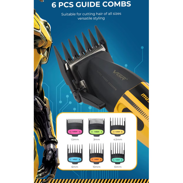 Акумуляторна Машинка Для Стрижки VVGR V-285 6 Насадок 9000 RPM 2000 mAh LED Display