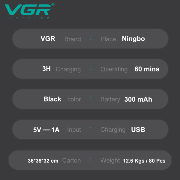 Тример VGR 2 в 1 V-615 2 Насадки Для Носа та Волосся IPX4 Тример VGR 2 в 1 V-615 2 Насадки Для Носа та Волосся IPX4