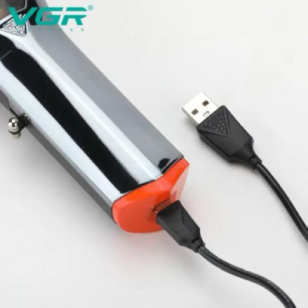 Акумуляторна машника для стриження (clipper) VGR V-647, 4 насадки, LED display