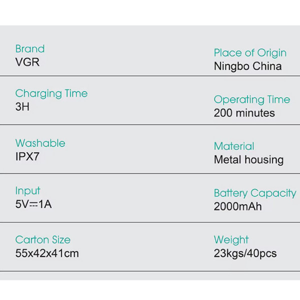 Електробритва VGR V-310 Роторна IPX7 LED Display Електробритва VGR V-310 Роторна IPX7 LED Display