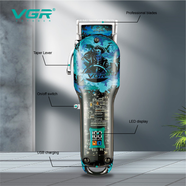 Акумуляторна Машинка Для Стрижки VGR V-685 4 Насадки LED Display Акумуляторна Машинка Для Стрижки VGR V-685 4 Насадки LED Display