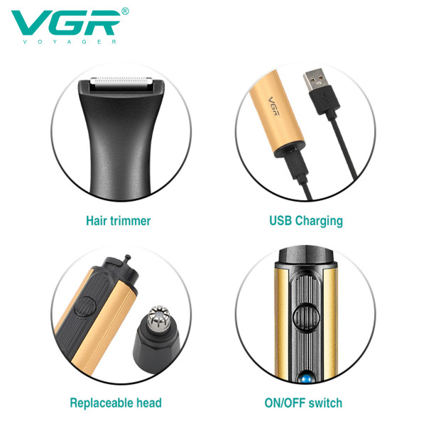 Тример VGR 2 в 1 V-626 BLUE 2 Насадки Для Носа та Волосся Тример VGR 2 в 1 V-626 BLUE 2 Насадки Для Носа та Волосся