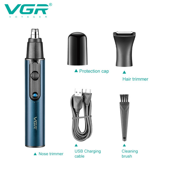 Тример VGR 2 в 1 V-626 BLUE 2 Насадки Для Носа та Волосся Тример VGR 2 в 1 V-626 BLUE 2 Насадки Для Носа та Волосся