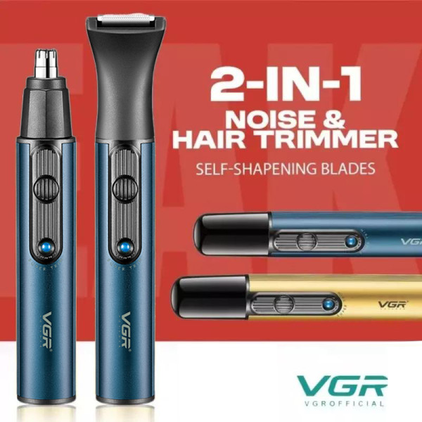Тример VGR 2 в 1 V-626 BLUE 2 Насадки Для Носа та Волосся Тример VGR 2 в 1 V-626 BLUE 2 Насадки Для Носа та Волосся