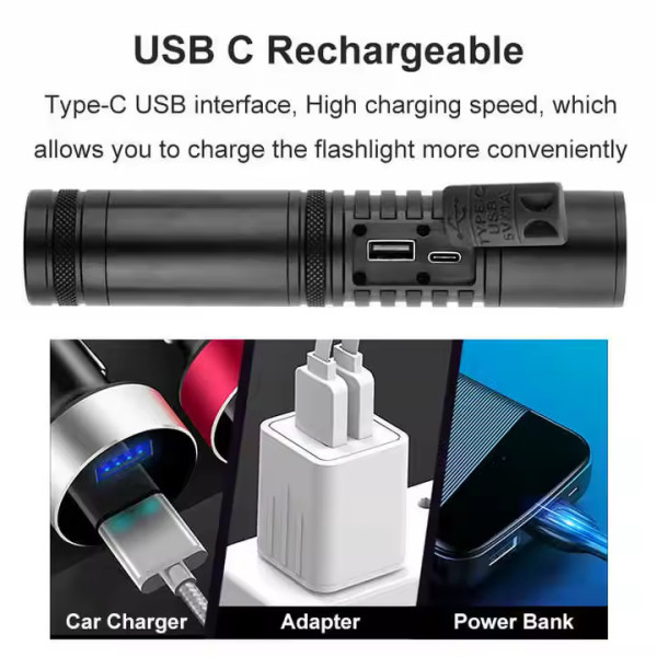 Ліхтар S2304-WHITE LASER LED PM10-TG 1x18650/3xAAA Power Bank ЗУ Type-C Zoom Ліхтар S2304-WHITE LASER LED PM10-TG 1x18650/3xAAA Power Bank ЗУ Type-C Zoom