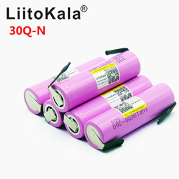 Акумулятор 18650, LiitoKala 30Q-N, 3000mAh, з контактами під паяння, ОРИГІНАЛ