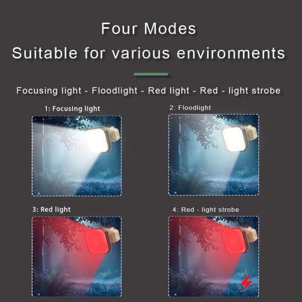 Ліхтар налобний 826X-XPE+8COB(White+Red), 1x18650, вело кріплення, ЗУ Type-C, Box