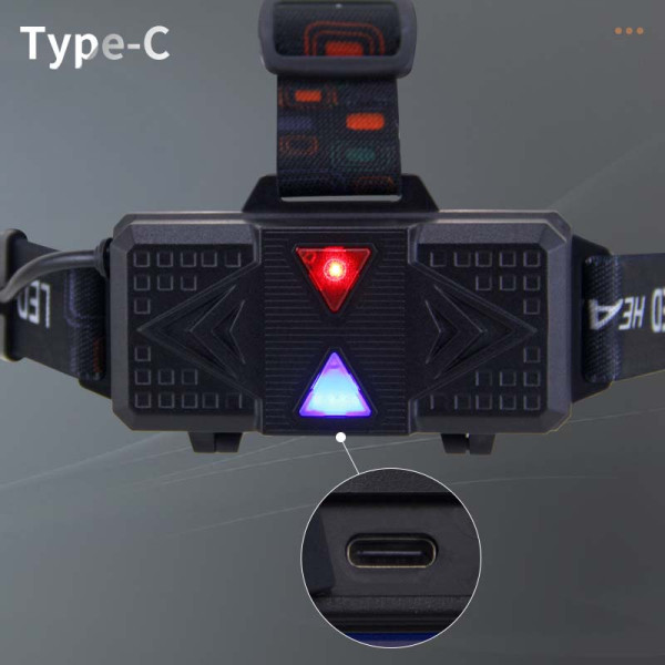 Ліхтар налобний NIGHT VISION FLUORESCENCE CT012-2R-TG, 2x18650, ЗУ Type-C, zoom, Box