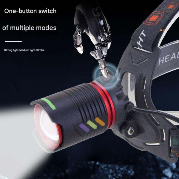 Ліхтар налобний NIGHT VISION FLUORESCENCE CT012-2R-TG, 2x18650, ЗУ Type-C, zoom, Box