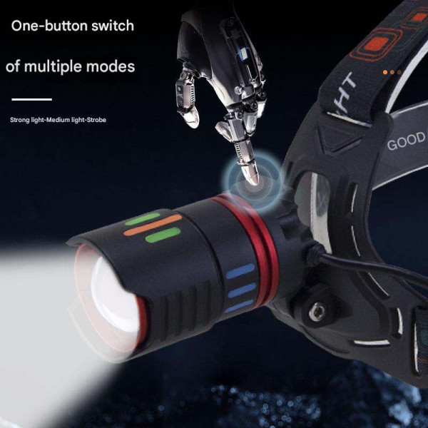 Ліхтар налобний NIGHT VISION FLUORESCENCE CT012-3Q-TG, 3x18650, ЗУ Type-C, zoom, Box