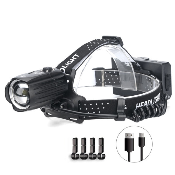 Фонарь налобный BL-T35-P160, 3x18650, Power Bank, ЗУ Type-C, zoom, Box