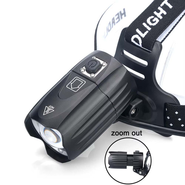 Фонарь налобный BL-T35-P160, 3x18650, Power Bank, ЗУ Type-C, zoom, Box