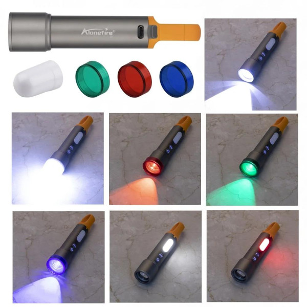 Ліхтар CB-X723-TG+3LED, Li-Ion аккумулятор, 3 фильтра, ЗУ Type-C, zoom, Box