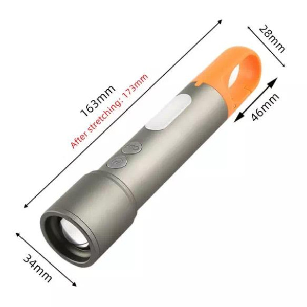 Ліхтар CB-X723-TG+3LED, Li-Ion аккумулятор, 3 фильтра, ЗУ Type-C, zoom, Box